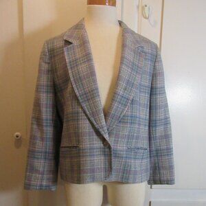 Vintage Pendleton Wool Plaid Short Blazer Size 14